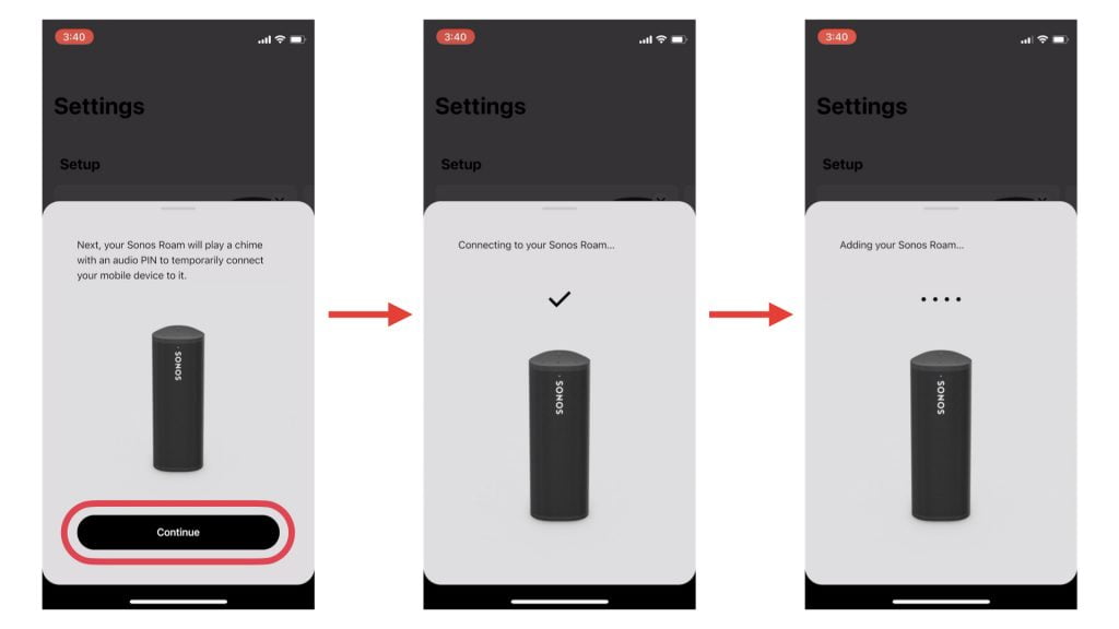 bluetooth sonos roam setup